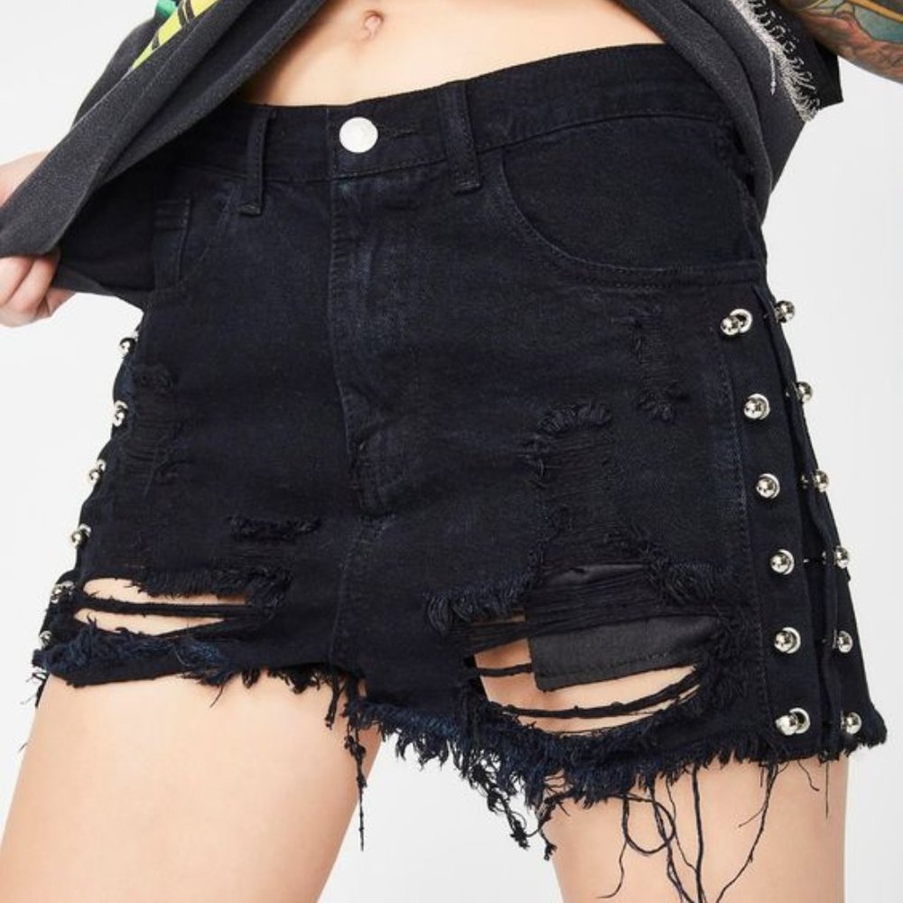 Dolls Kill Barbell denim shorts
